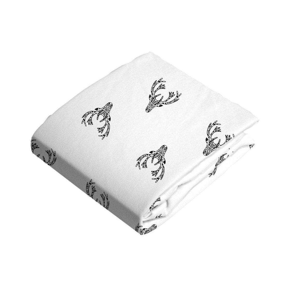 Flannel Fitted Change Pad Sheet With Slits - Deer Black & White