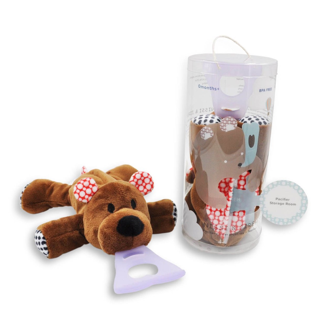 4 In 1 Pacifier Holder Plush Toy Teether - Bear