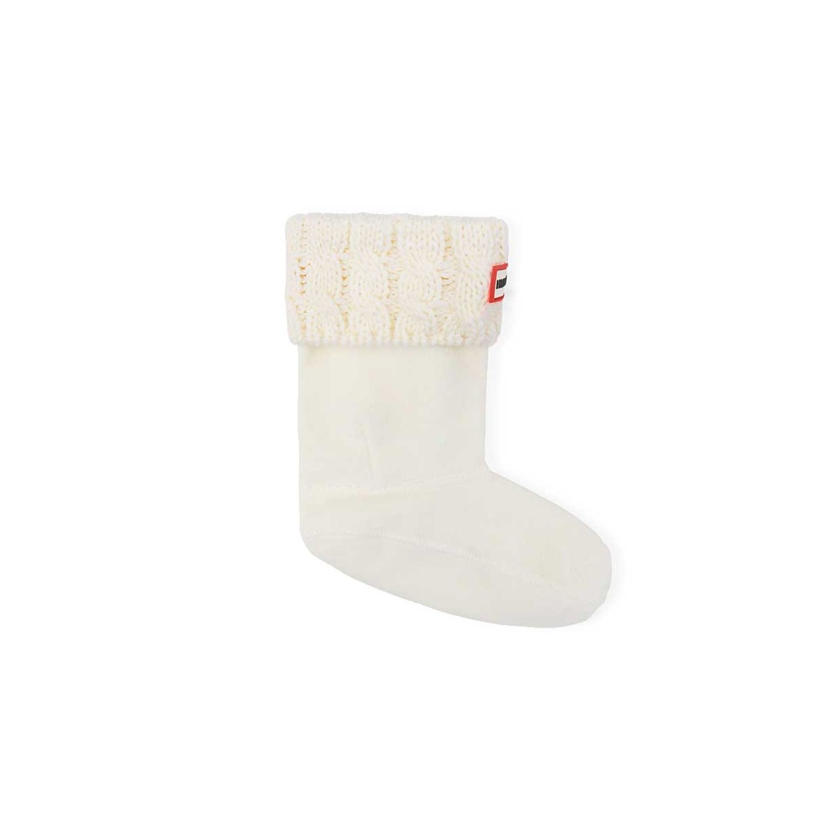6 Stitch Cable Kids Boot Sock - White