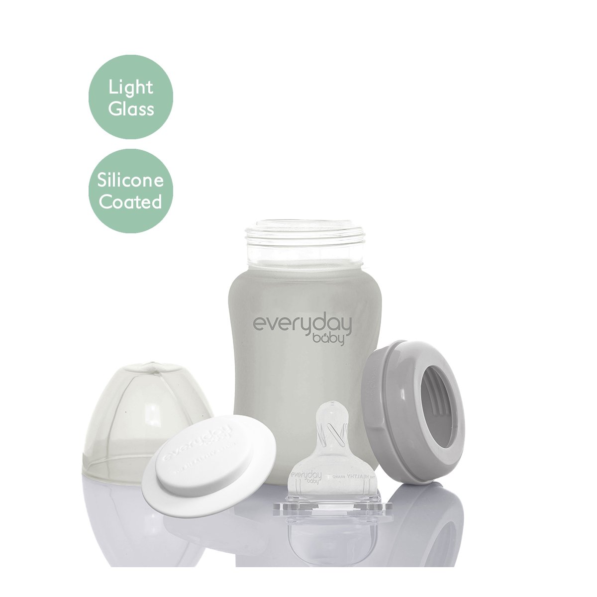 Glass Baby Bottle (150mL) - Quiet Grey