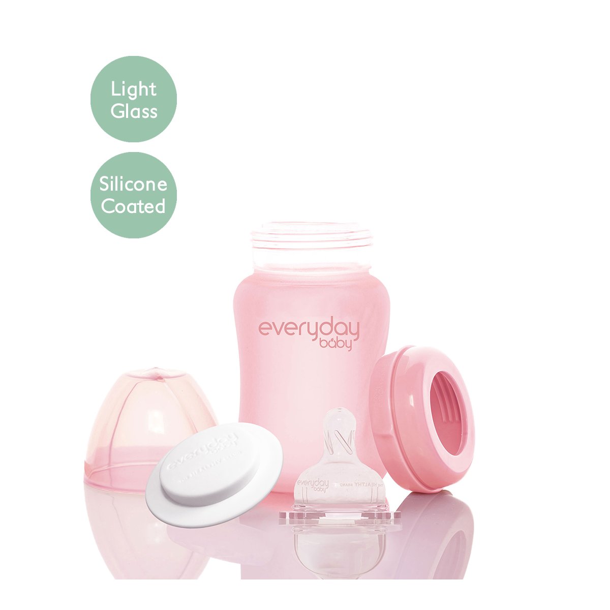 Glass Baby Bottle (150mL) - Rose Pink