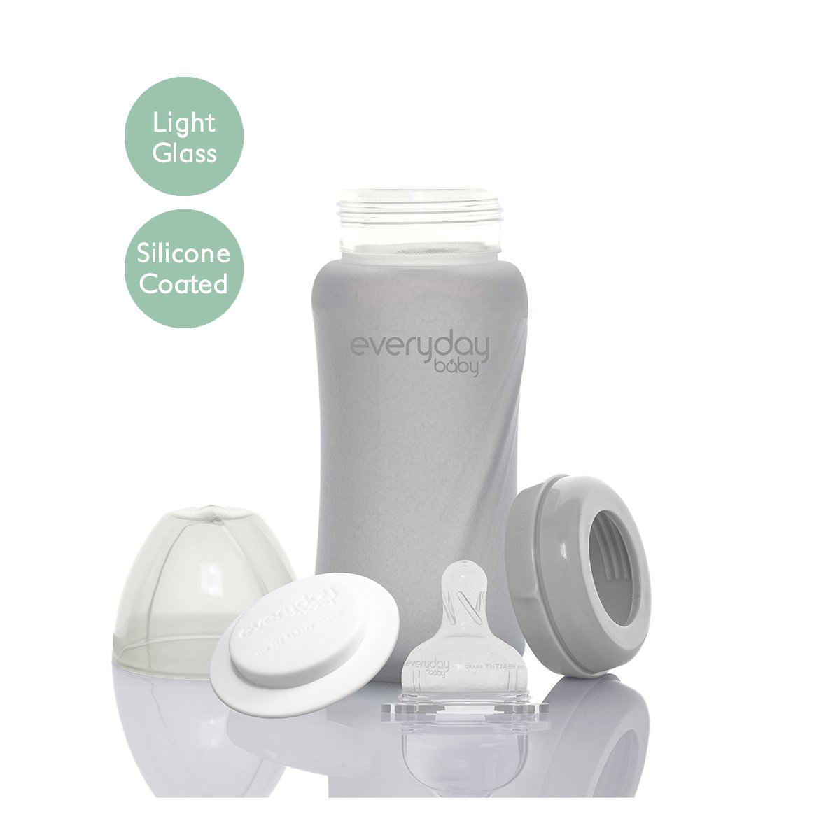 Glass Baby Bottle (240mL) - Quiet Grey