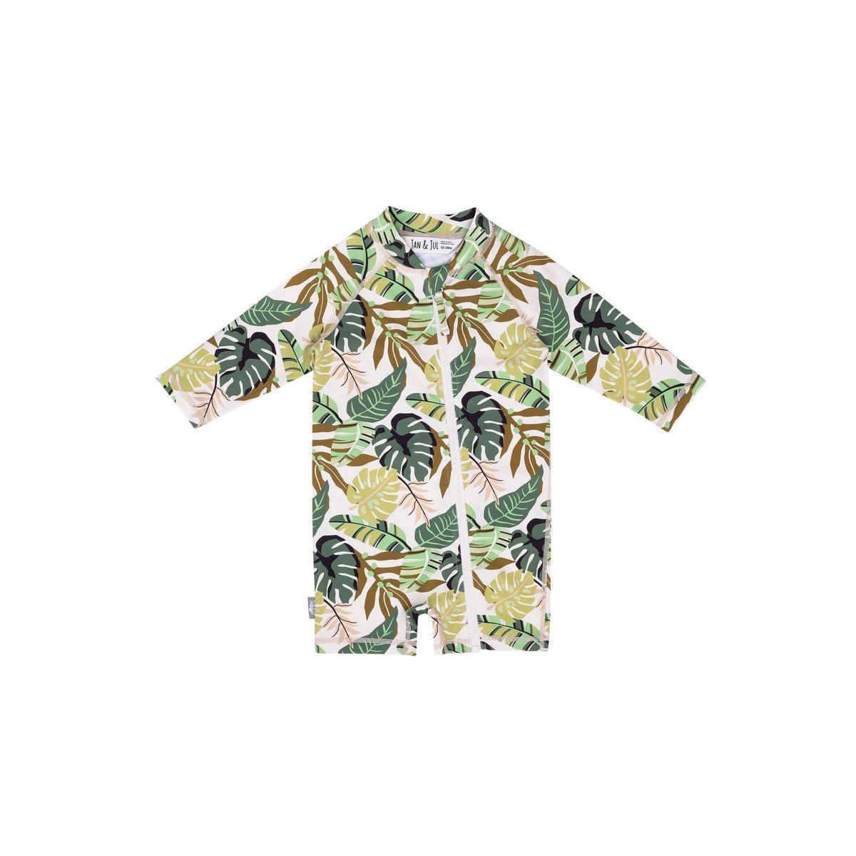 Long Sleeve One Piece UV Jumpsuit - Green Tropical