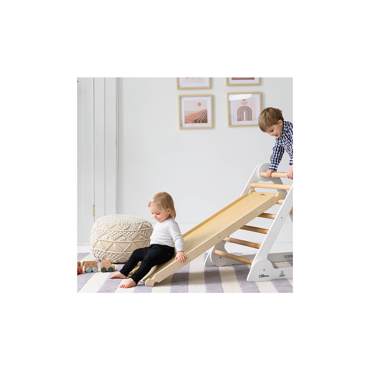 2-in-1 Climbing Ramp-Slide - Natural