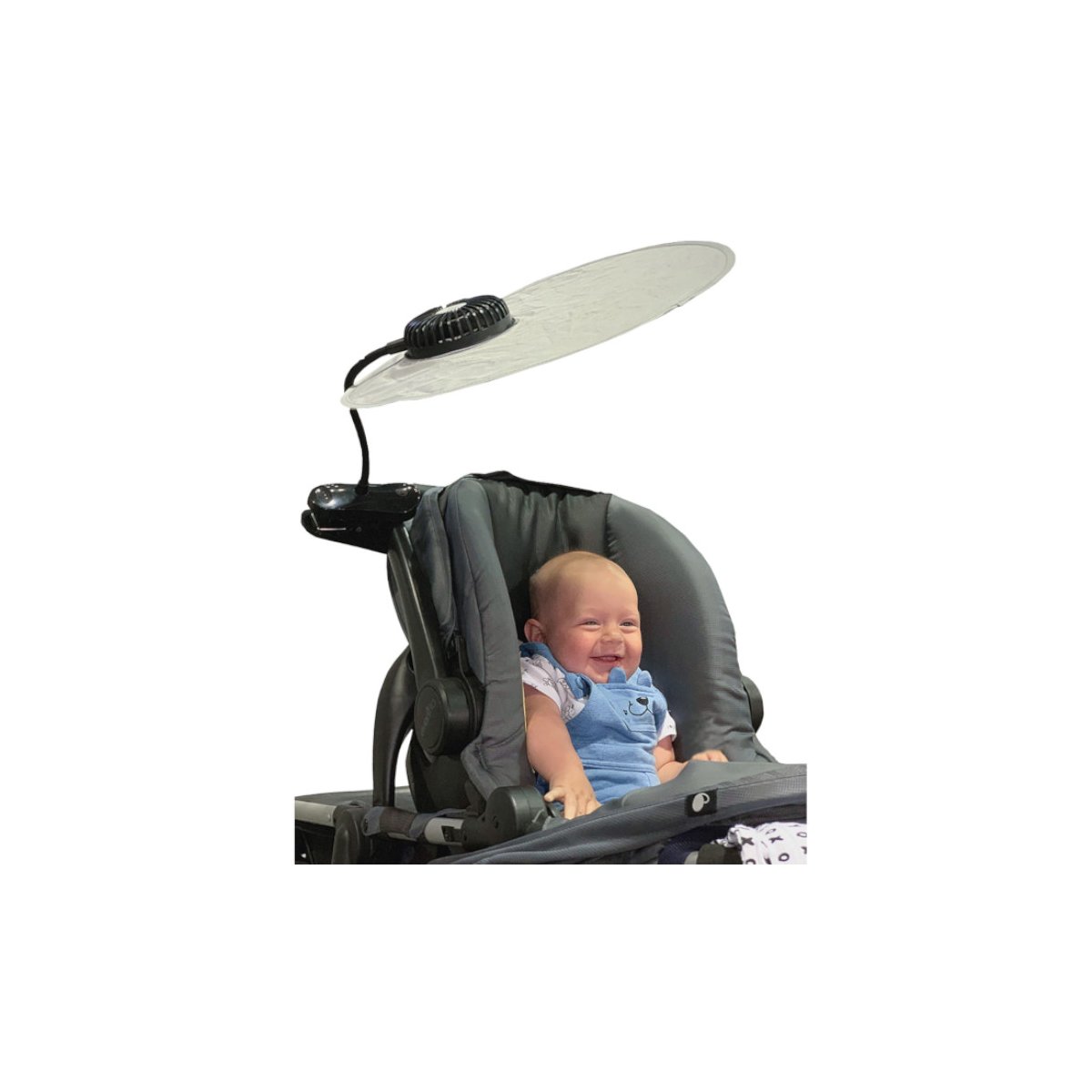 CoolShade Stroller Visor+Rechargeable Fan with Battery