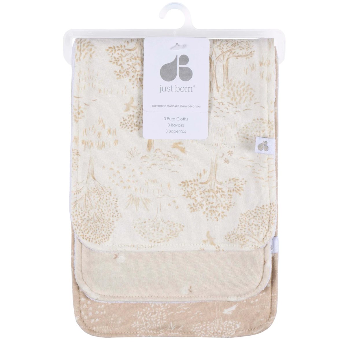 Baby Neutral 3-Pack Burplcoths - Tan