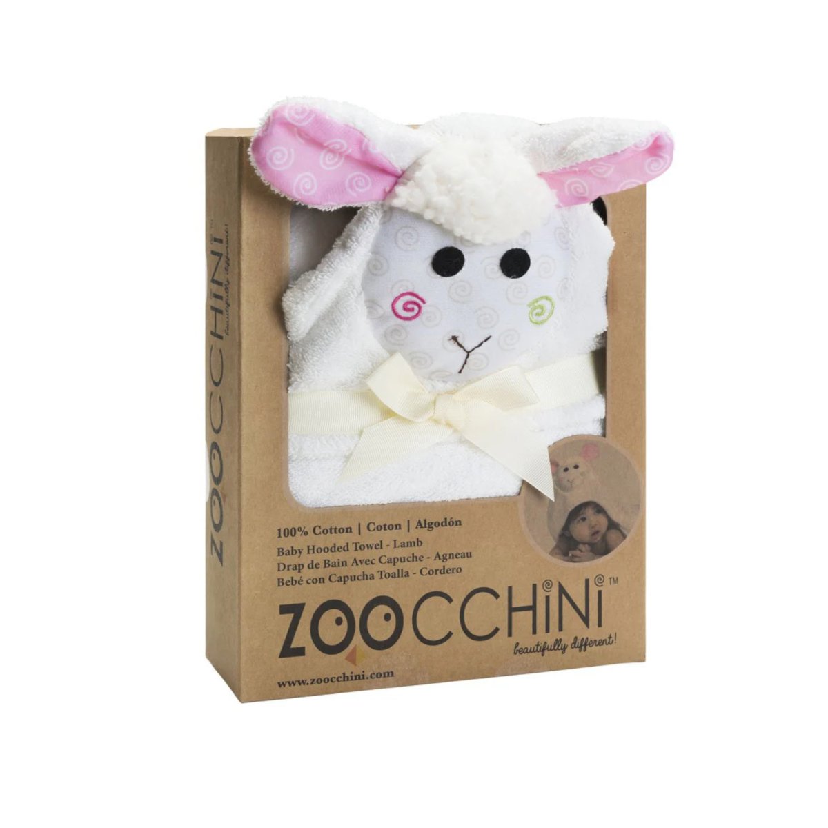 Baby Snow Terry Hooded Bath Towel - Lola Lamb