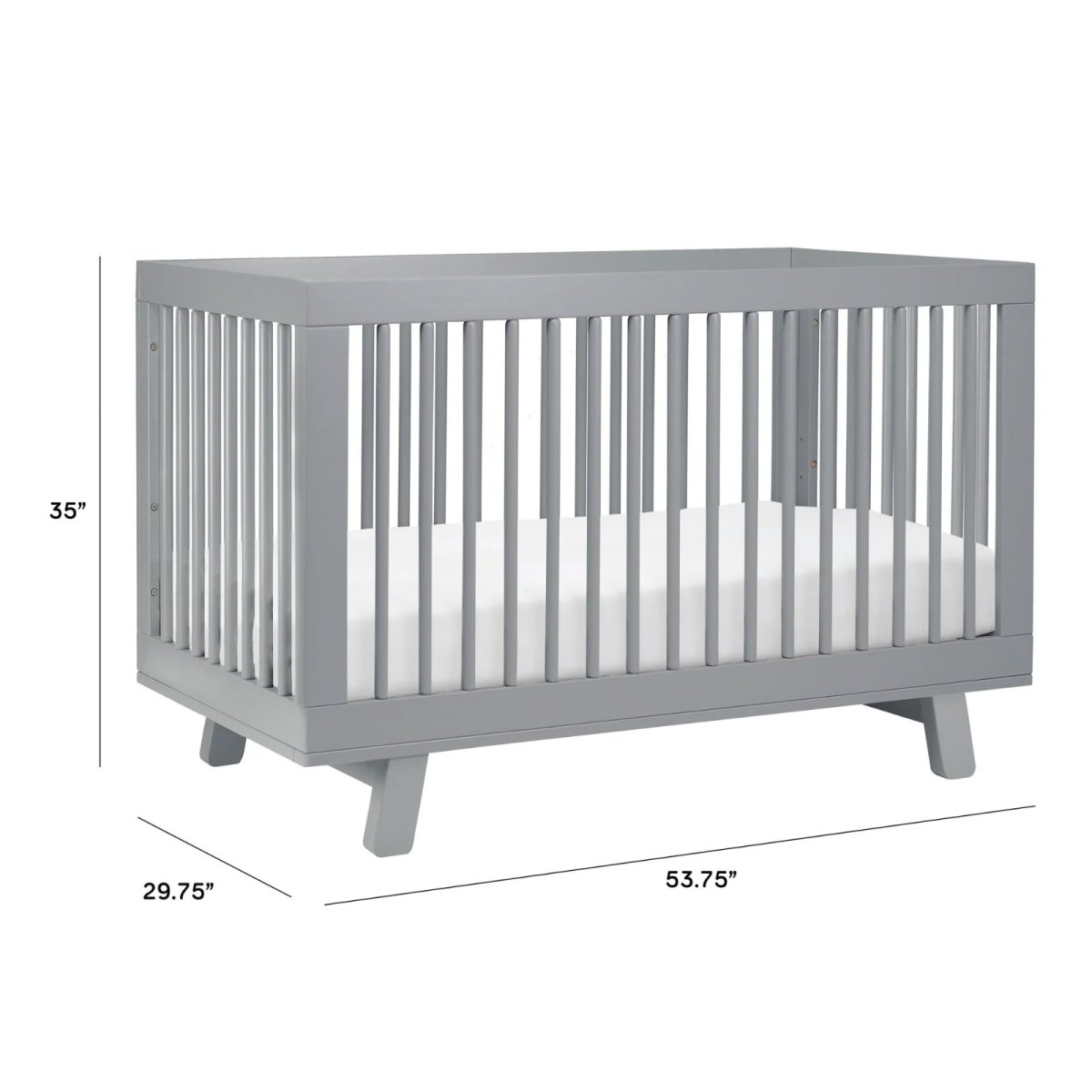 Hudson 3 In 1 Crib With Toddler Rail - Grey