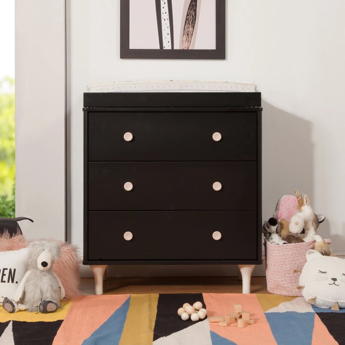 Lolly 3 Drawer Changer Dresser - Black Washed Natural