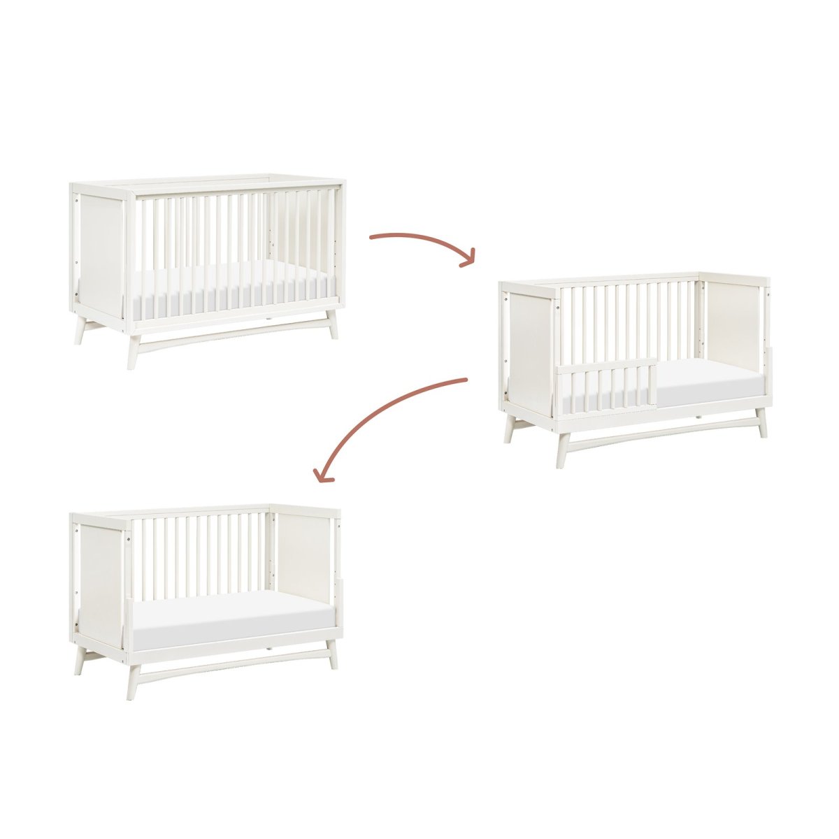 Peggy 3 In 1 Crib With Toddler Rail - Warm White