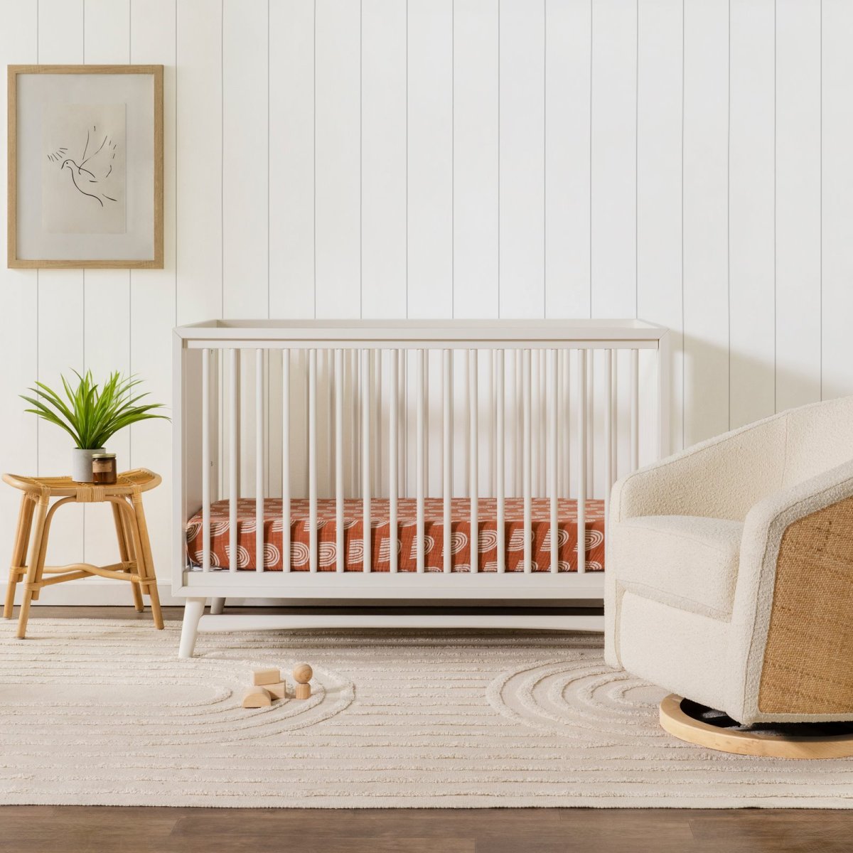 Peggy 3 In 1 Crib With Toddler Rail - Warm White