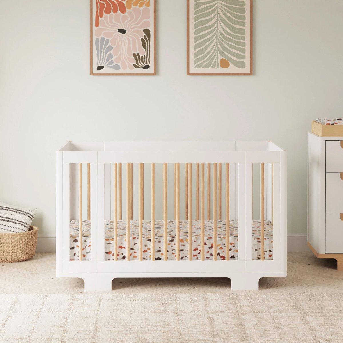 Yuzu 8 in 1 Convertible Crib with All Stages Conversion Kit - White/Natural