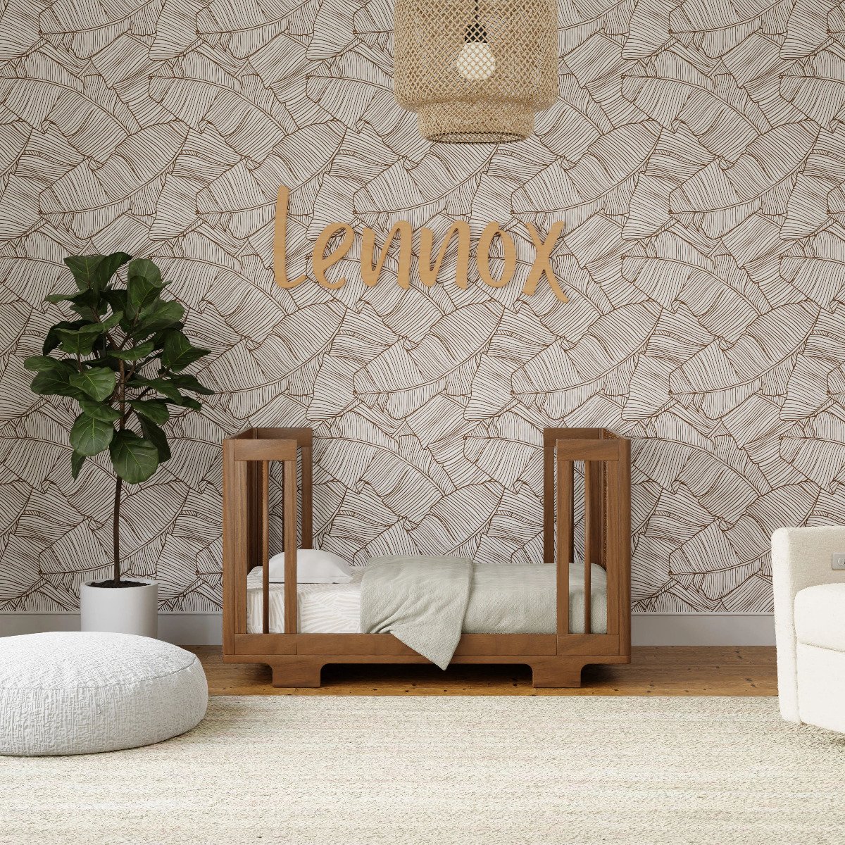 Yuzu 8-In-1 Convertible Crib with Toddler Conversion Kit - Natural Walnut