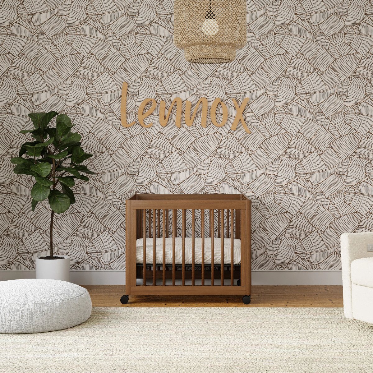 Yuzu 8-In-1 Convertible Crib with Toddler Conversion Kit - Natural Walnut