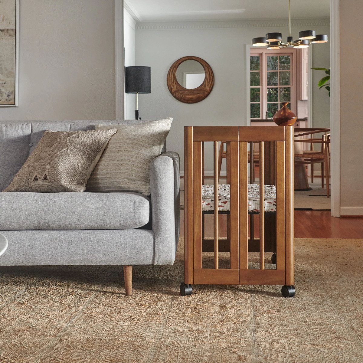 Yuzu 8-In-1 Convertible Crib with Toddler Conversion Kit - Natural Walnut