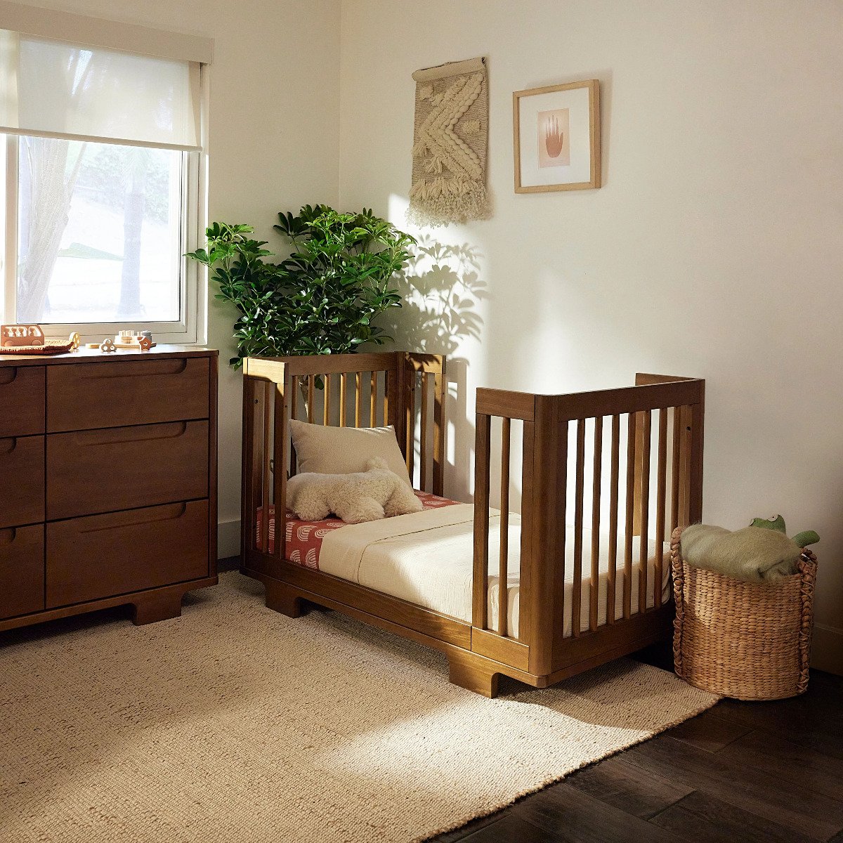Yuzu 8-In-1 Convertible Crib with Toddler Conversion Kit - Natural Walnut
