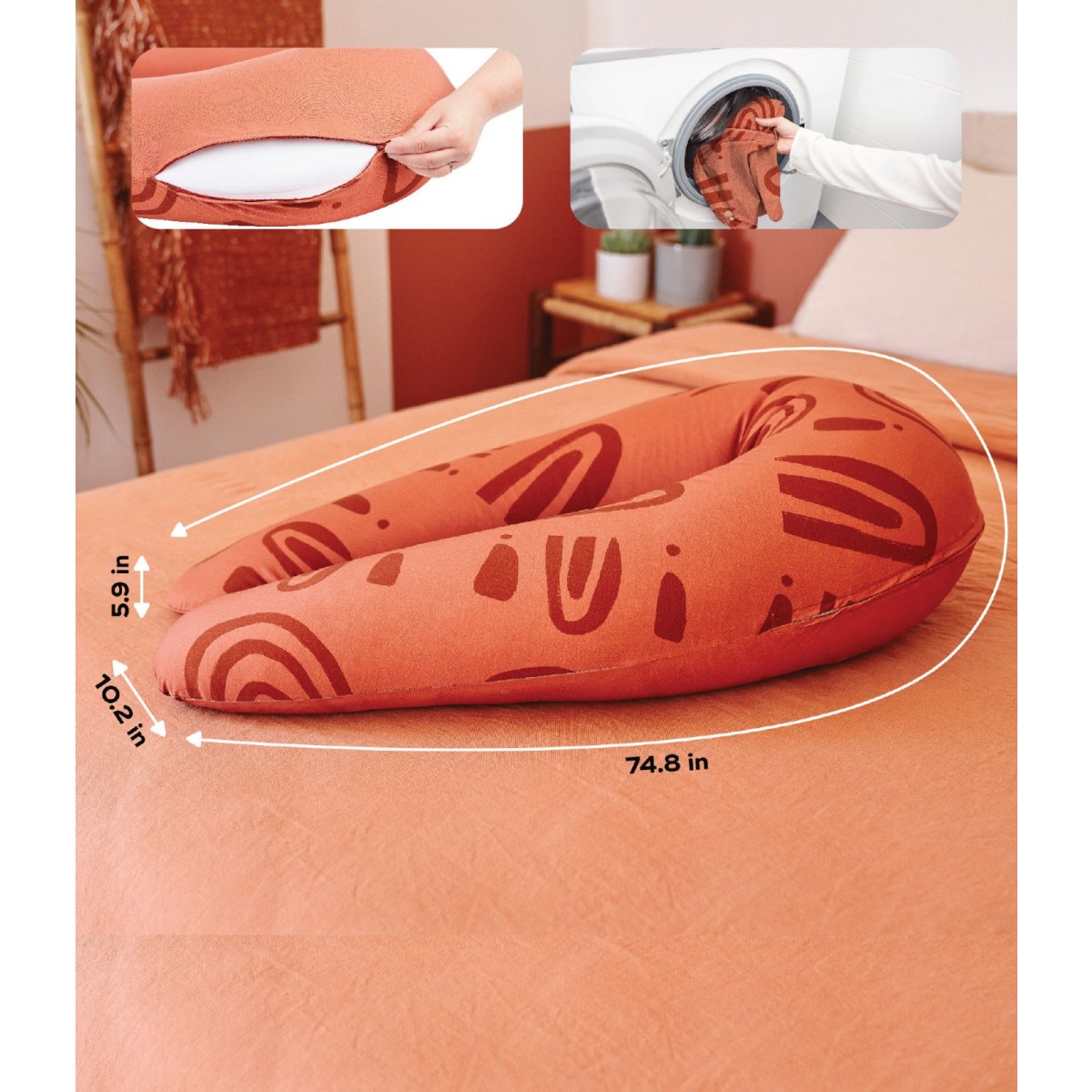 2-in-1 Pregnancy Pillow and Breastfeeding Terracotta