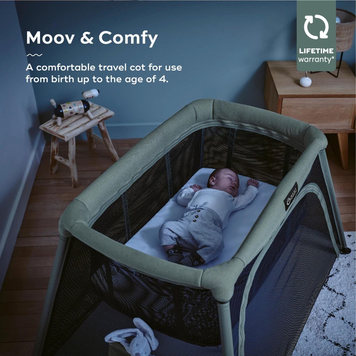 Travel crib and bed 3-in-1 Moov and Comfy