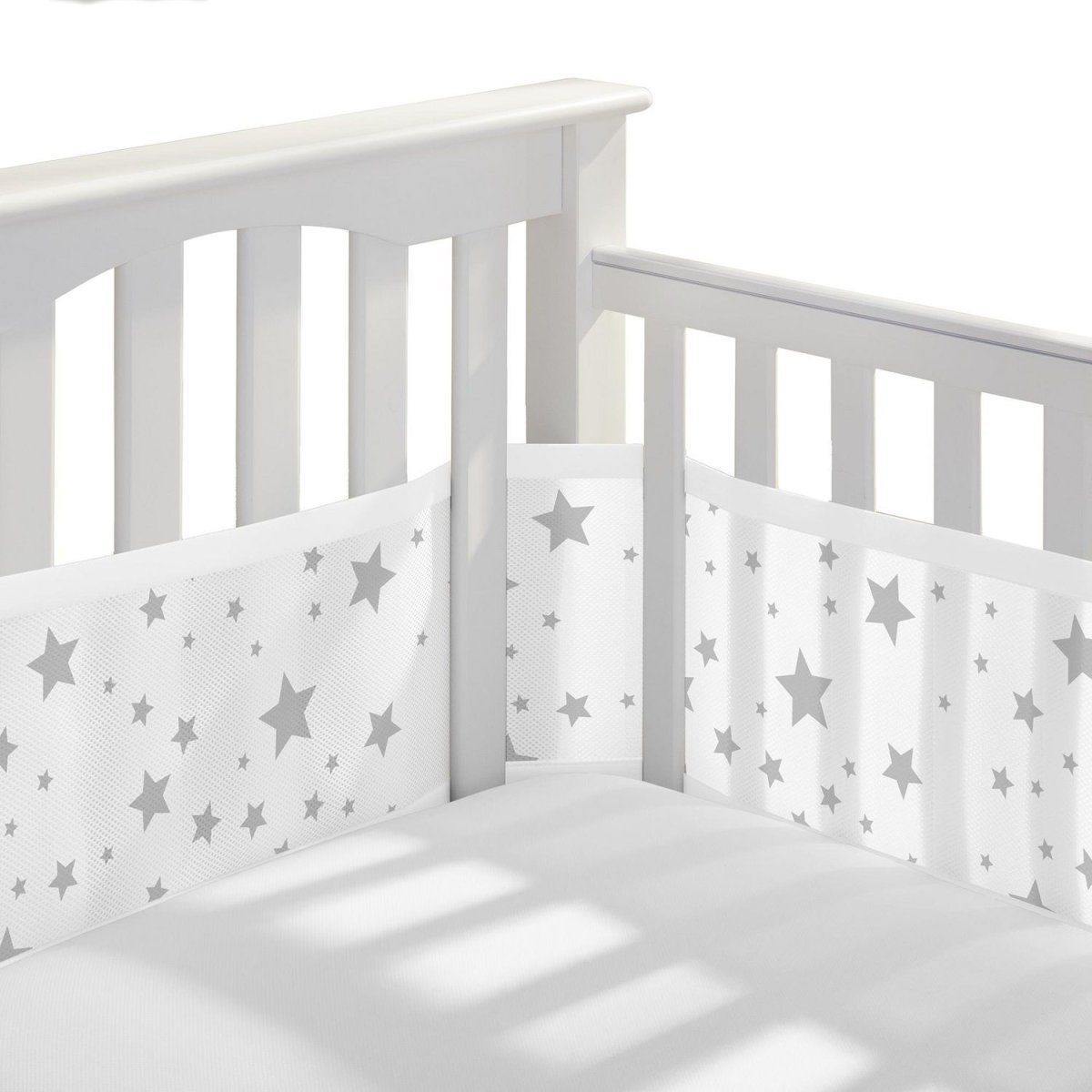 Mesh Crib Liner - Light Grey Star