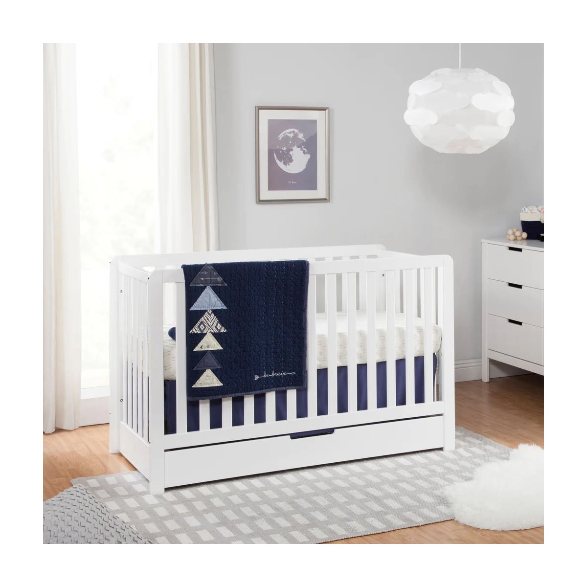 Colby 4 In 1 Convertible Crib with Trundle Drawer - White