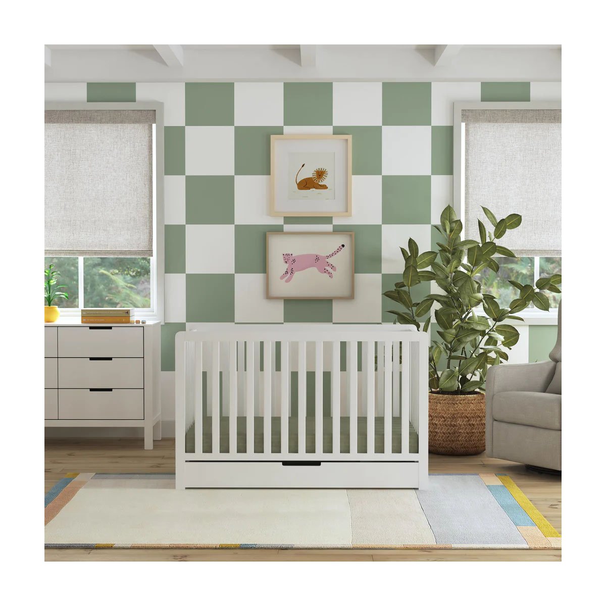 Colby 4 In 1 Convertible Crib with Trundle Drawer - White