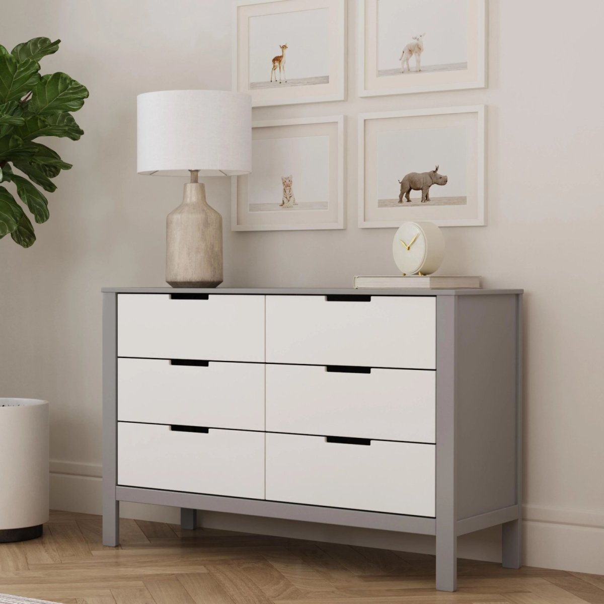 Colby 6 Draw Dresser -Grey/White