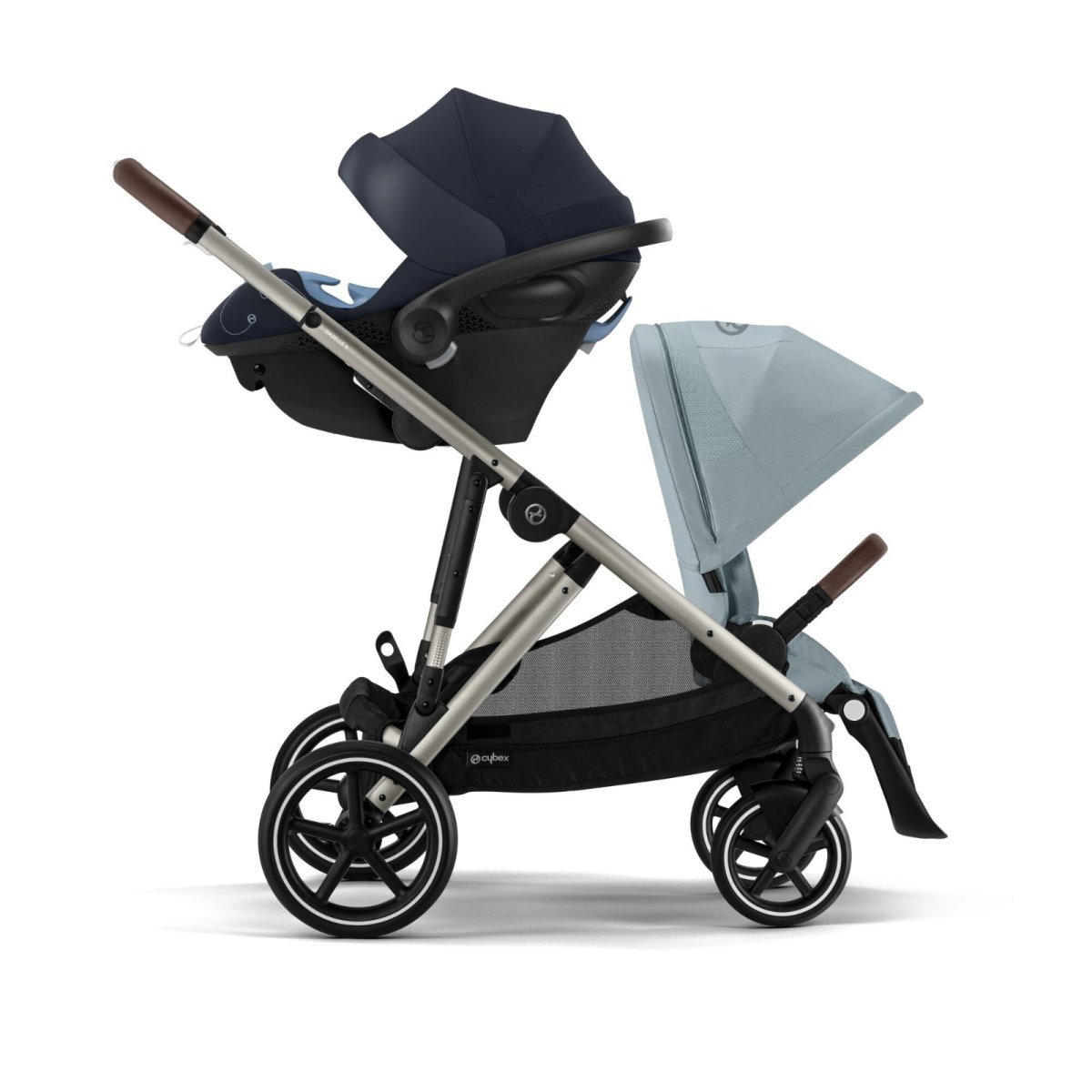 Gazelle S Stroller - Taupe Frame and Sky Blue Seat
