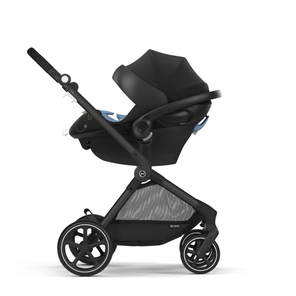 EOS Travel System Moon Black Stroller and Aton 2 Lava Stone Infant Car Seat