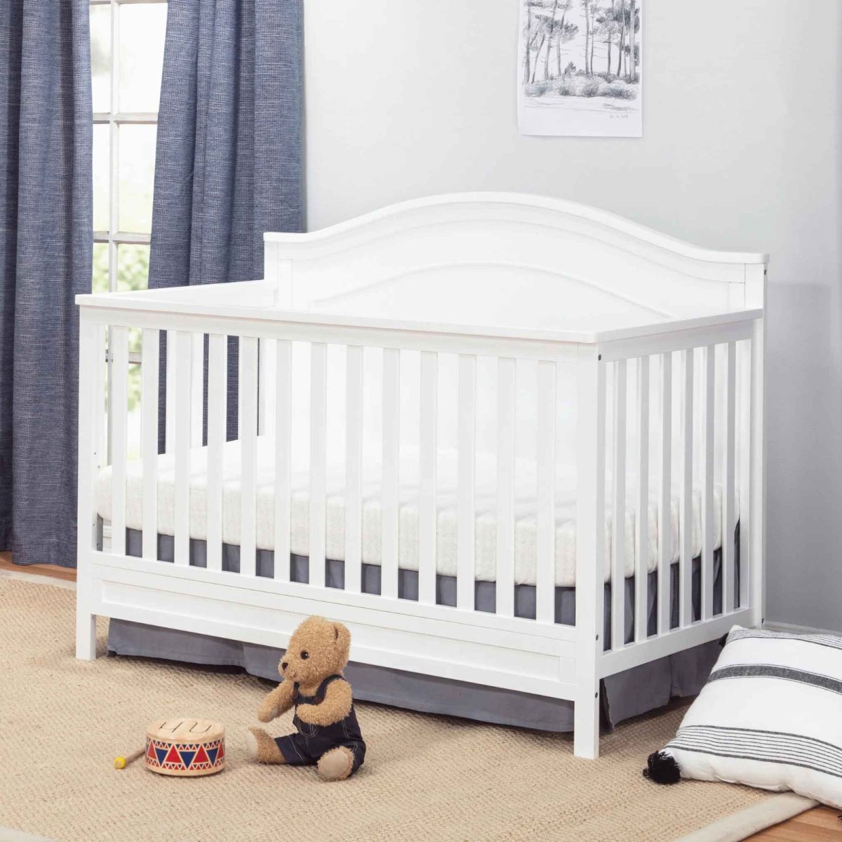 Charlie 4 in 1 Convertible Crib - White