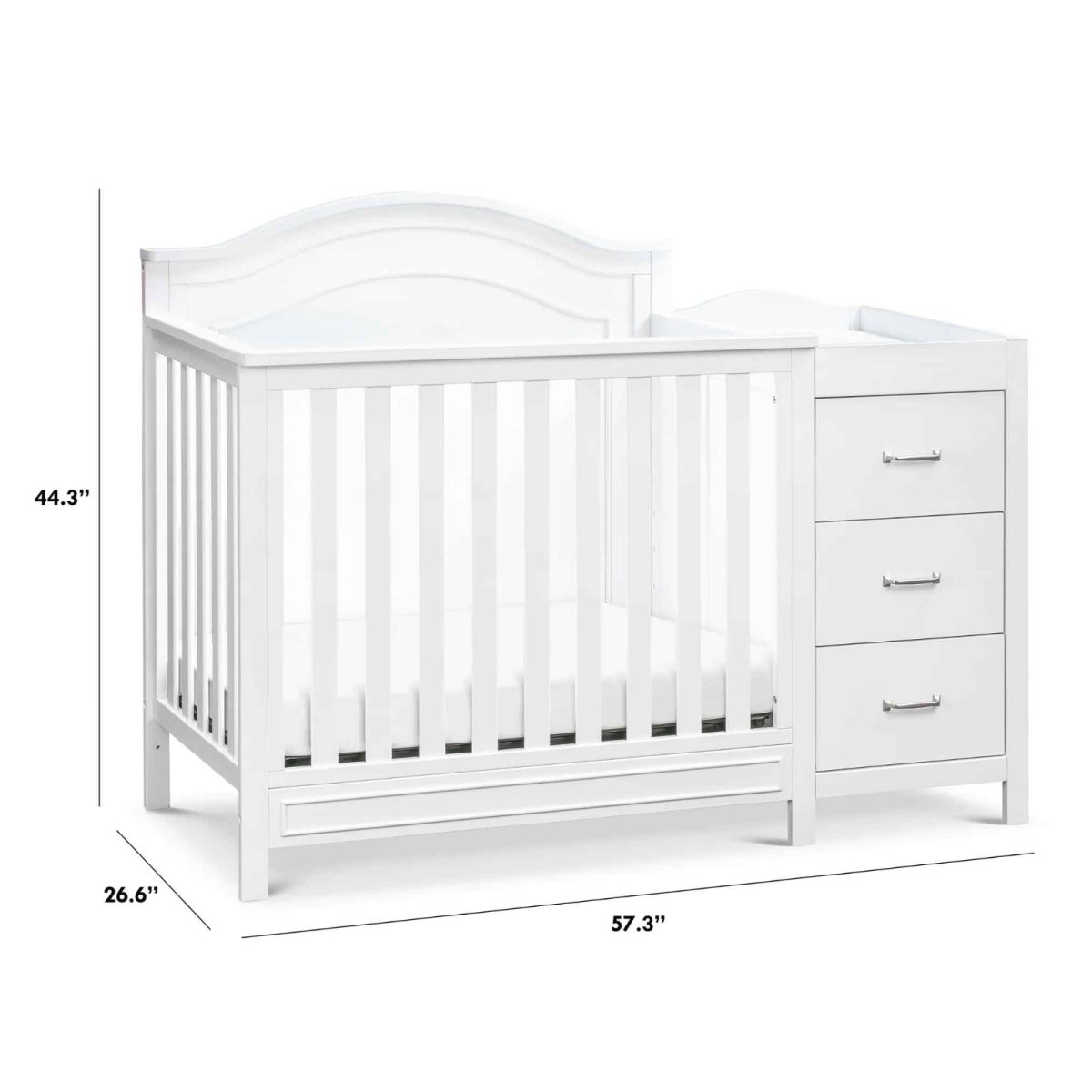 Charlie 4-in-1 Convertible Mini Crib and Changer - White