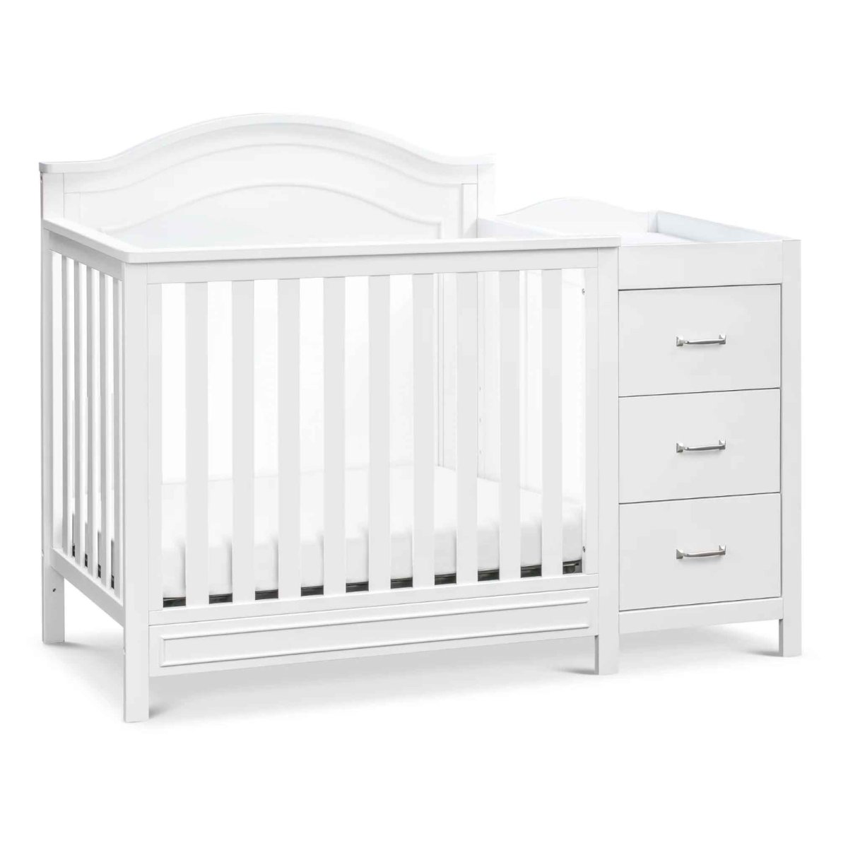 Charlie 4-in-1 Convertible Mini Crib and Changer - White