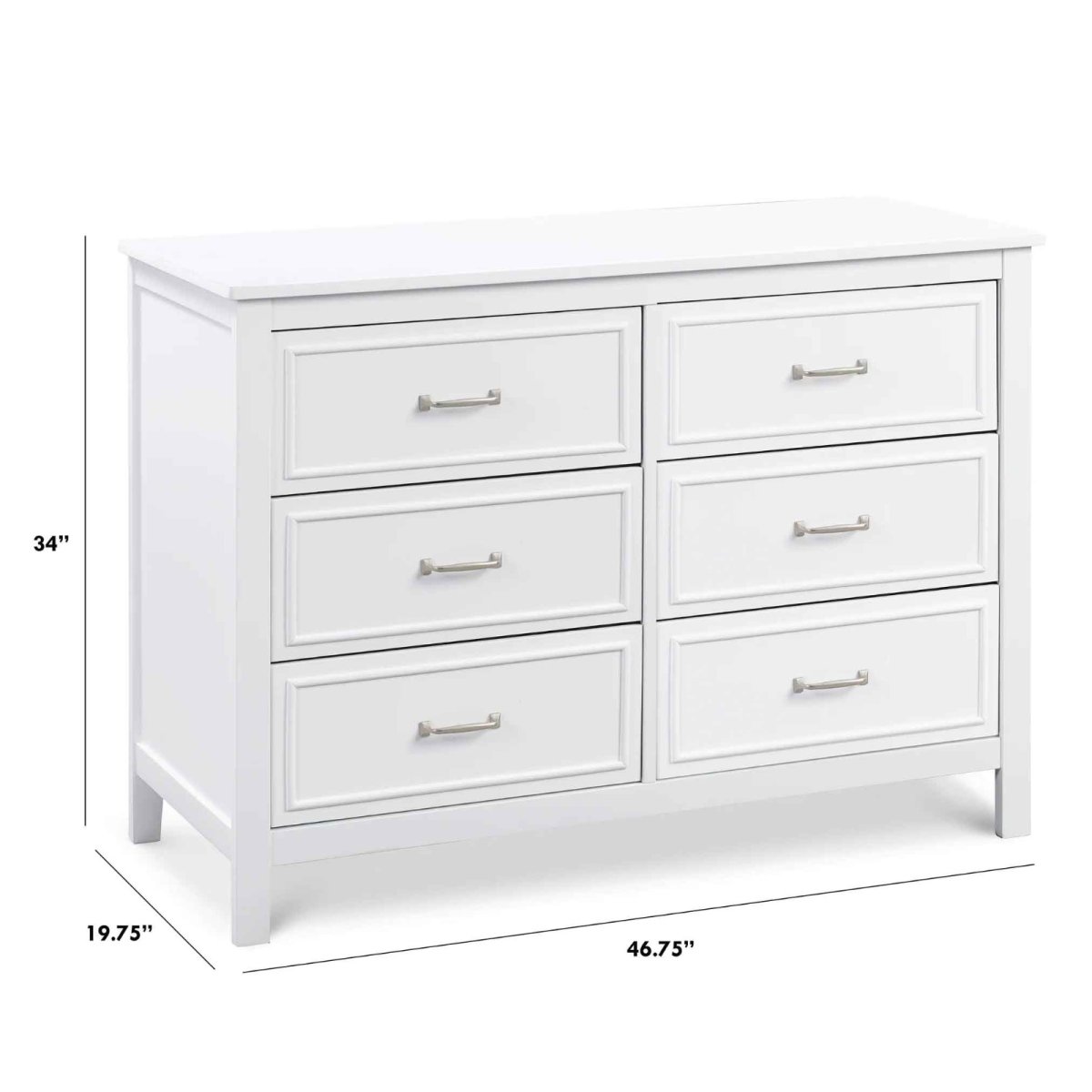 Charlie 6 Drawer Double Dresser - White