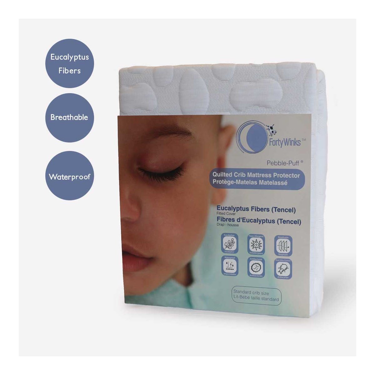 Quilted Crib Mattress Protector - Eucalyptus Fibers