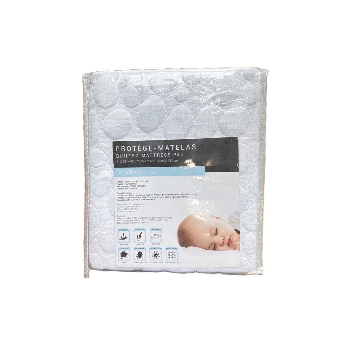 Pebble Puff Crib Mattress Pad - White