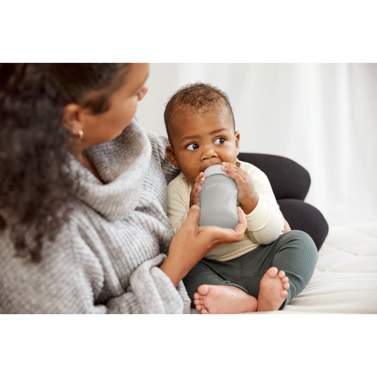 Glass Baby Bottle (150mL) - Quiet Grey