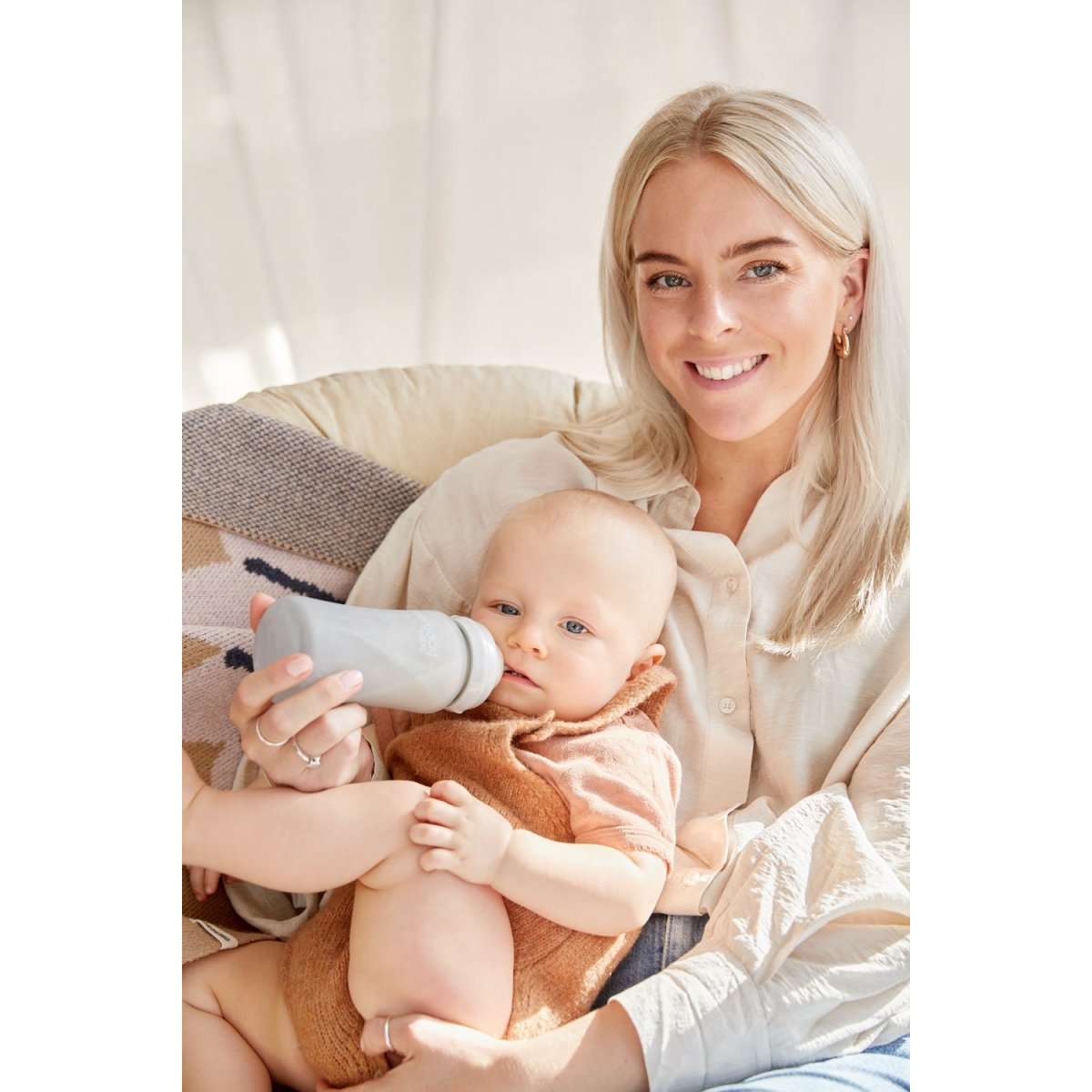 Glass Baby Bottle (240mL) - Quiet Grey