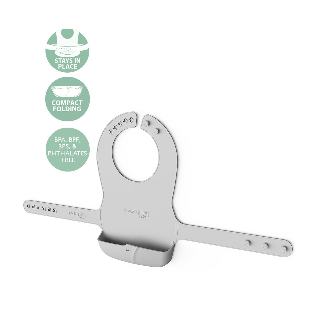 Silicone Baby Bib - Quiet Grey