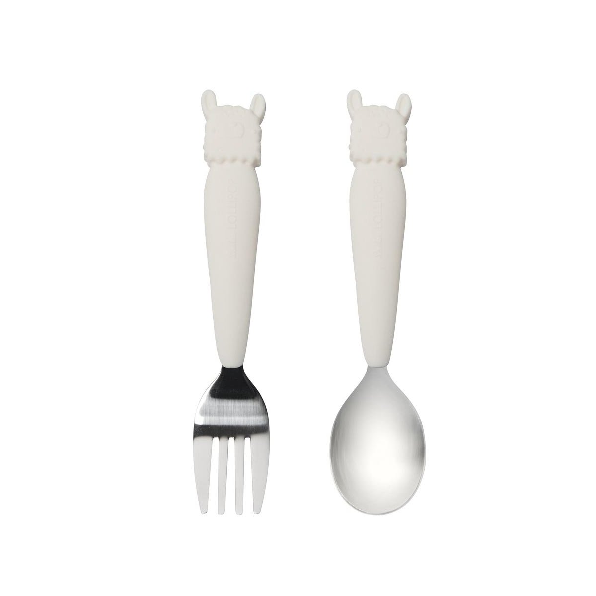 Big Kids Spoon/Fork Set - Llama/Cream
