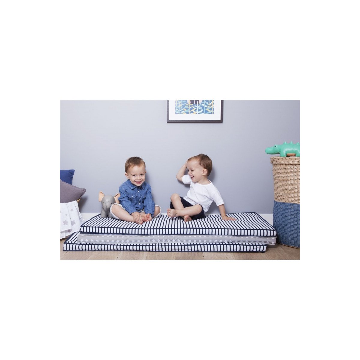 Floor Mattress - Blue Stripes