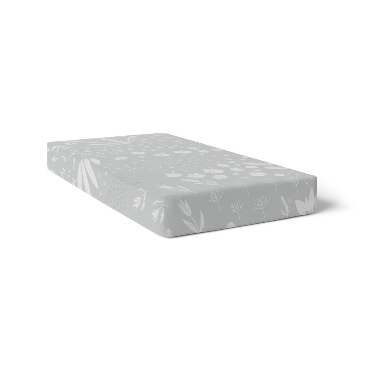 Percale Crib Sheet Printed - Bunny Grey
