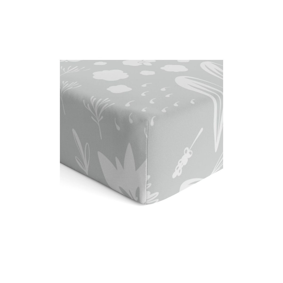 Percale Crib Sheet Printed - Bunny Grey