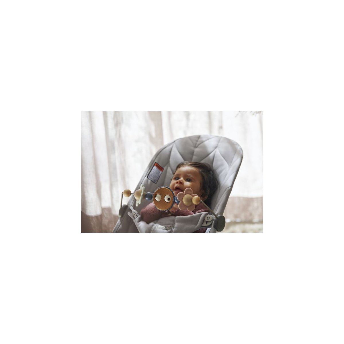 Bouncer Bliss, Light Grey Frame - Petal Quilt Cotton, Light Grey