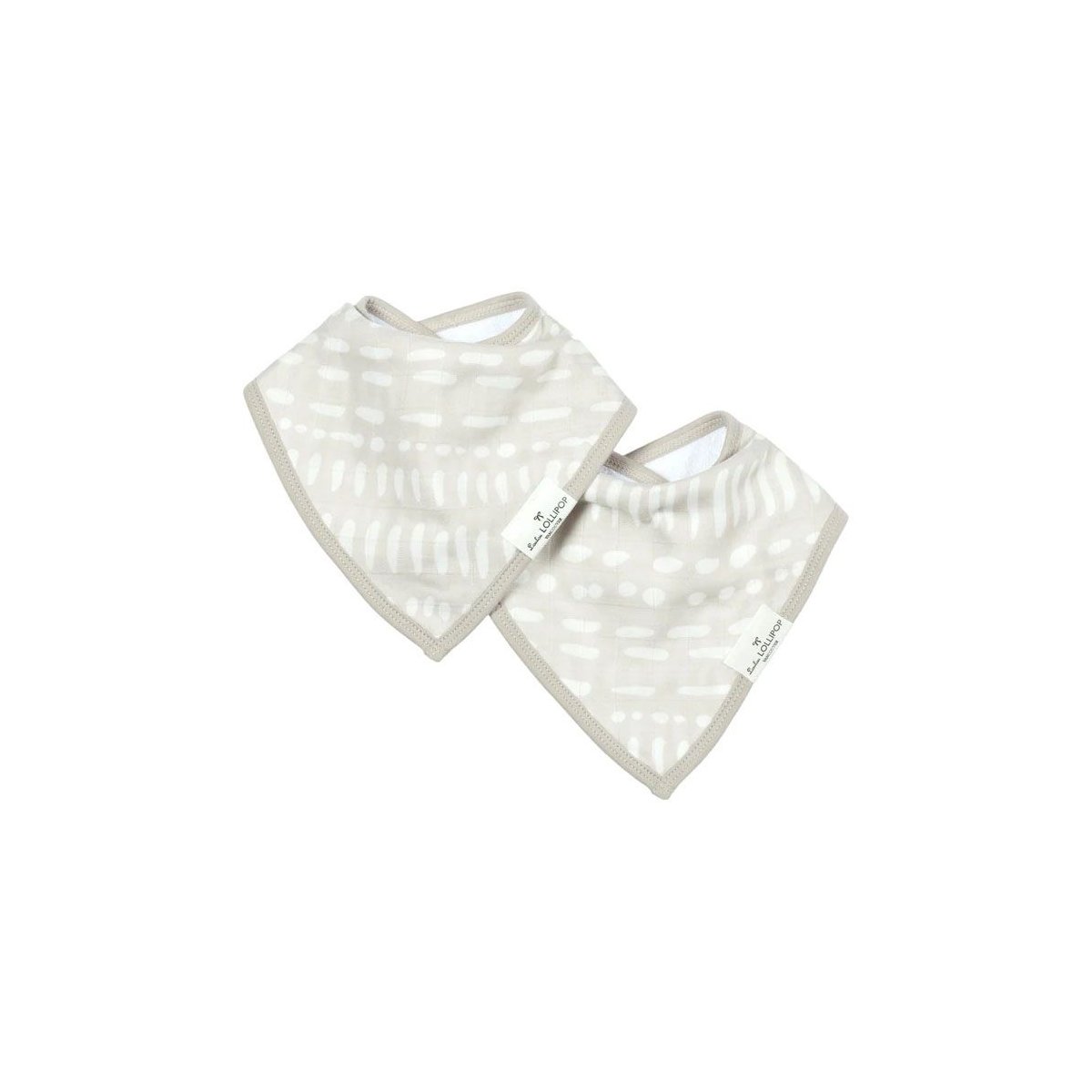 Luxe Muslin 2 Pack Bib Set - Grey Mudcloth