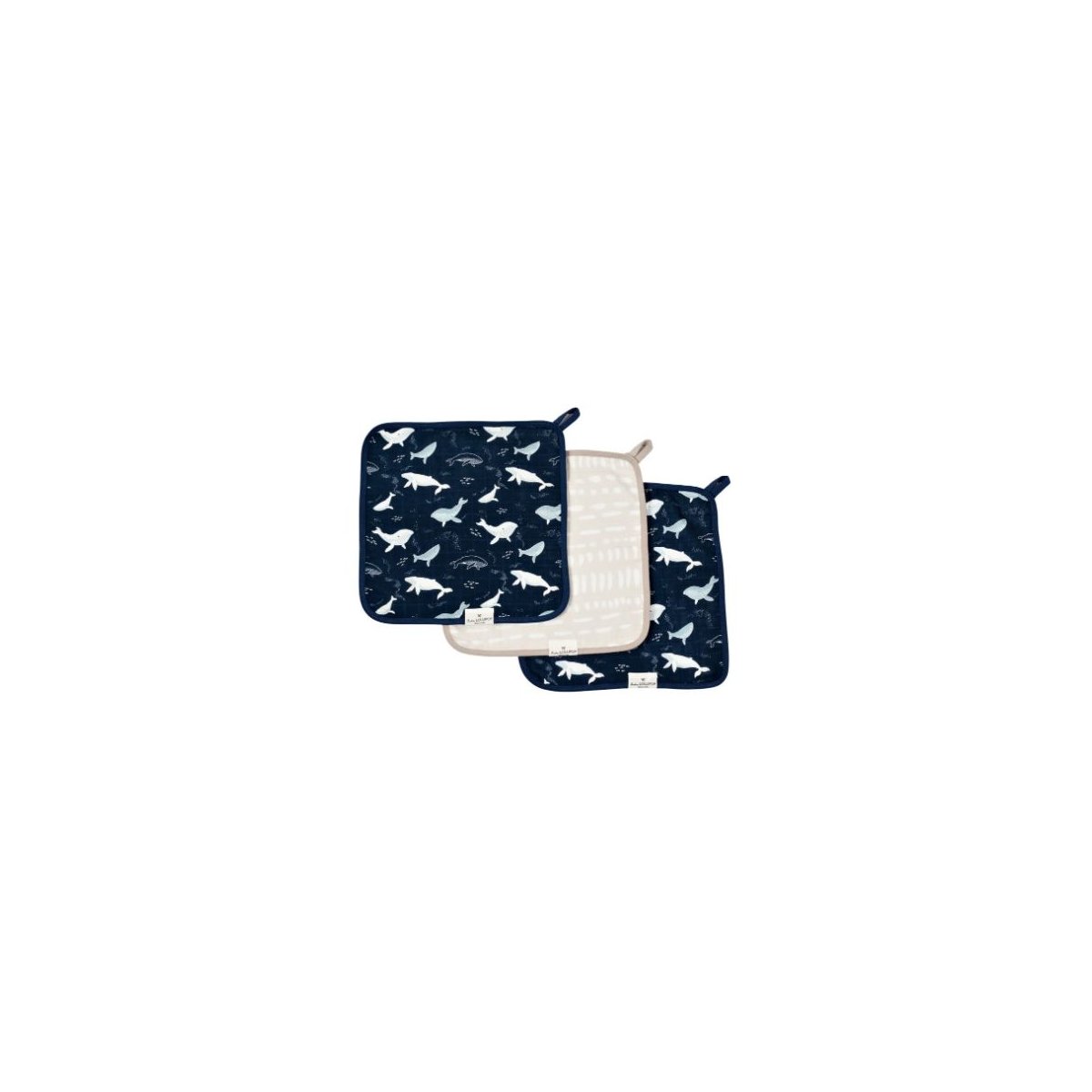 Deluxe Washcloth 3 Pack - Blue Whales