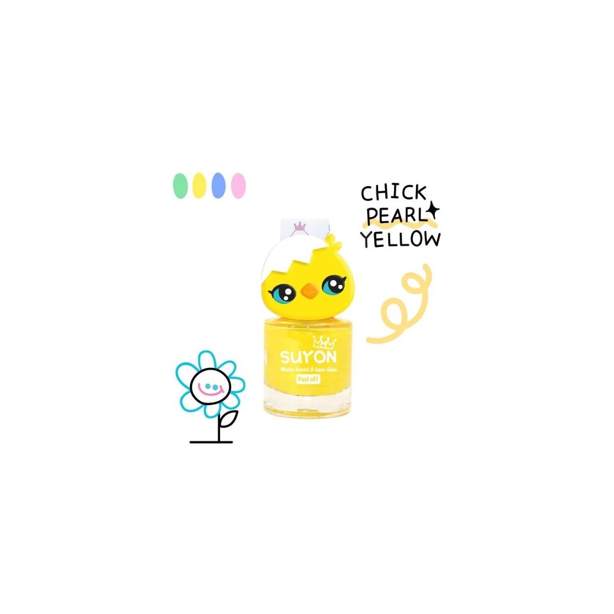Peel Off Nail Polish Pearl Yellow with Chick Ring