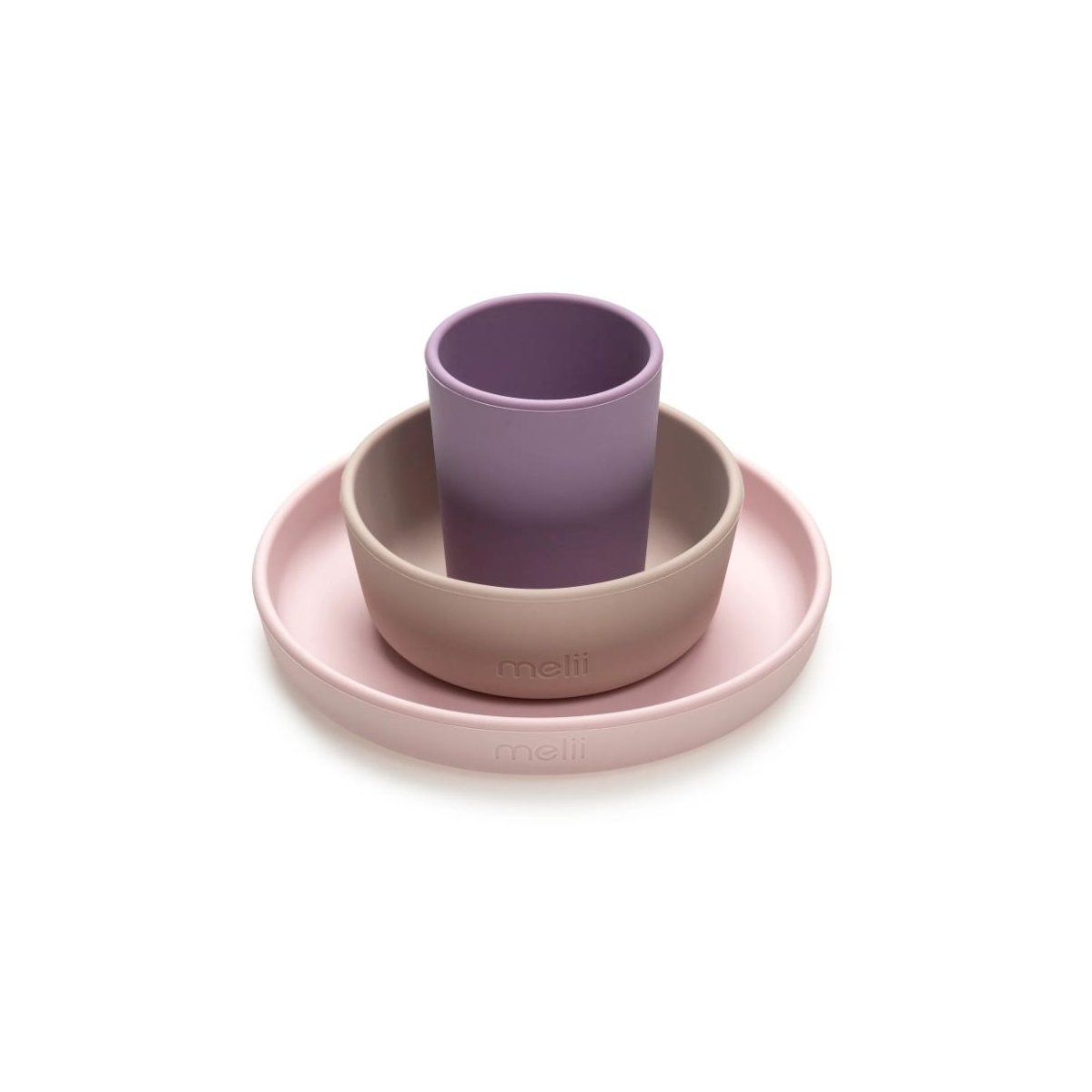 3 Piece Silicone Feeding Set (Purple / Grey / Pink)