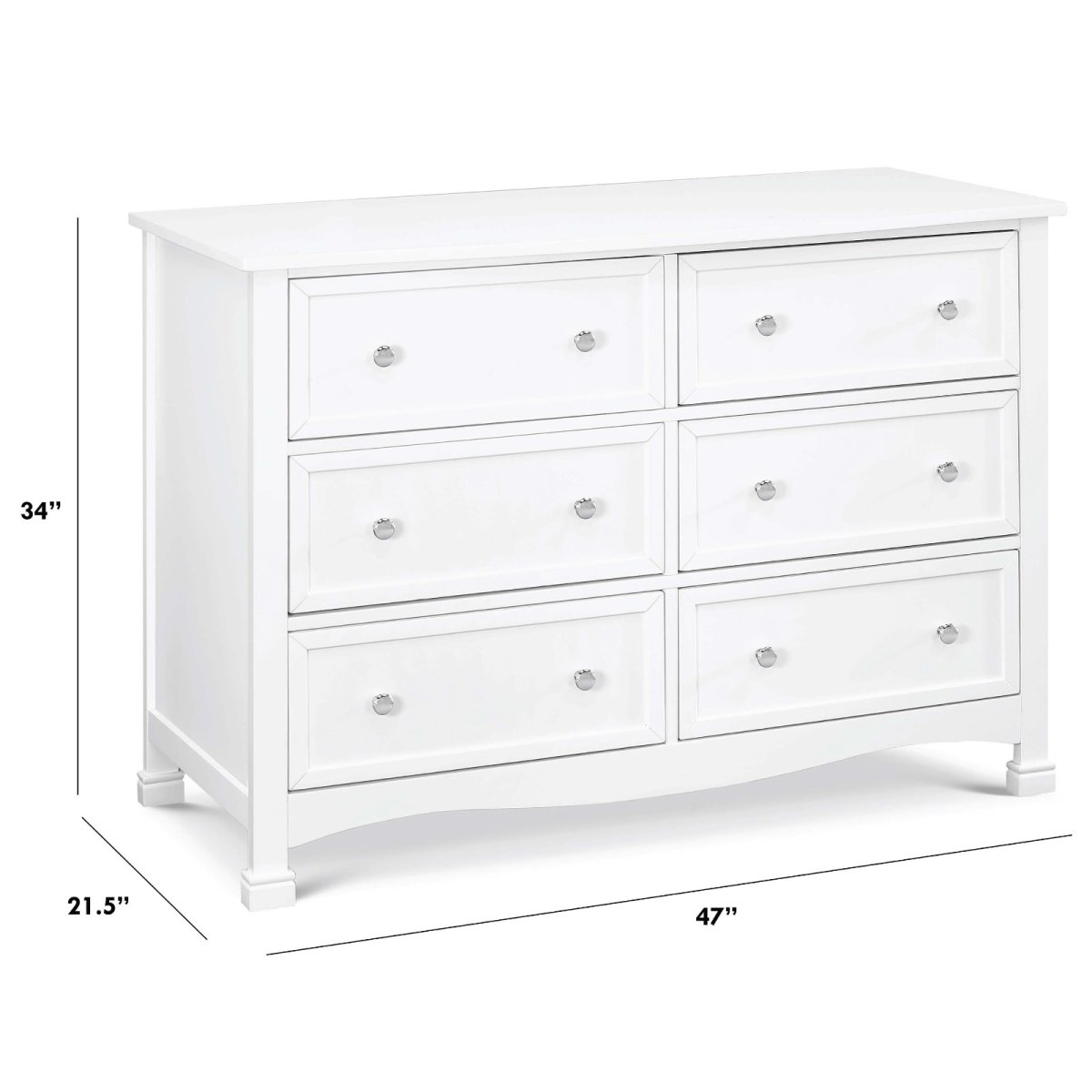 Kalani 6 Drawer Double Wide Dresser White