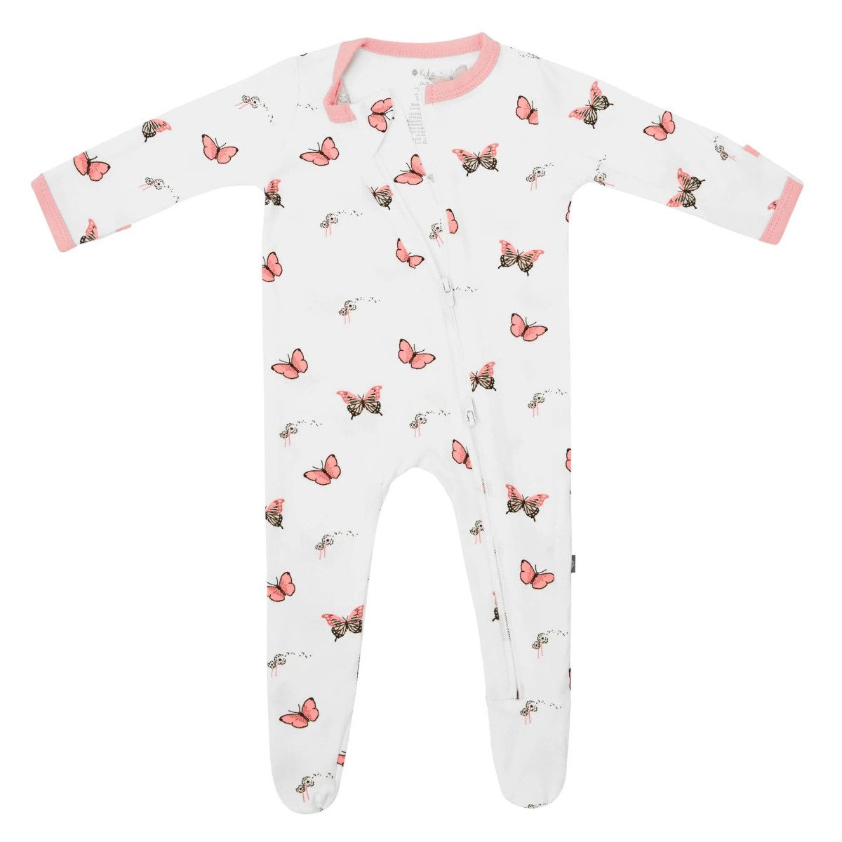 Printed Zippered Footie - Butterfly