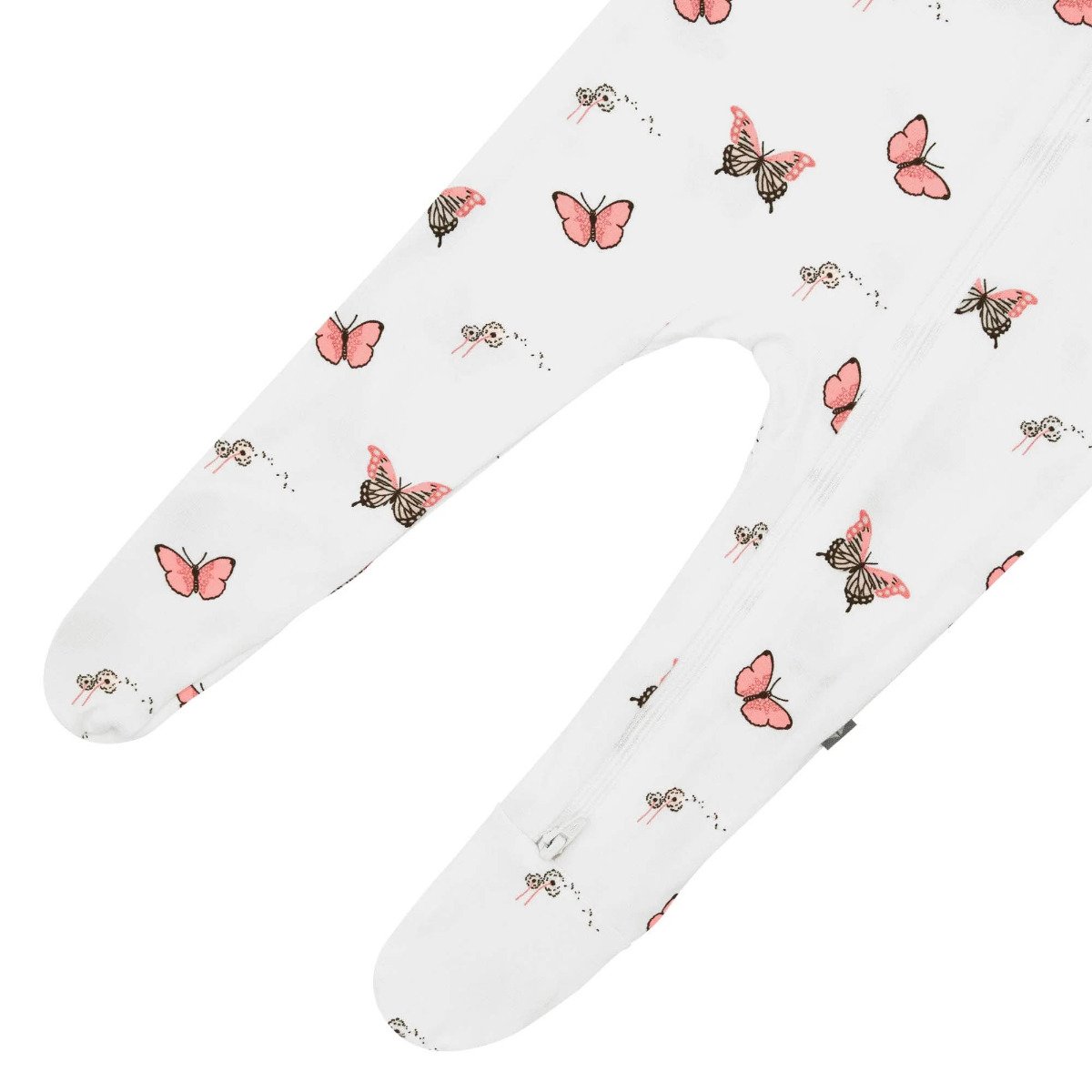 Printed Zippered Footie - Butterfly