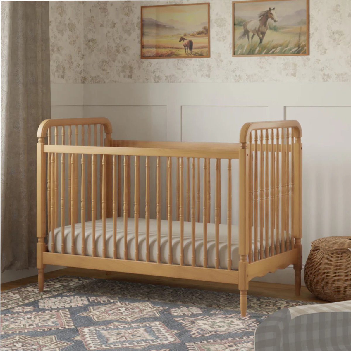 Liberty 3-in-1 Convertible Spindle Crib - Honey